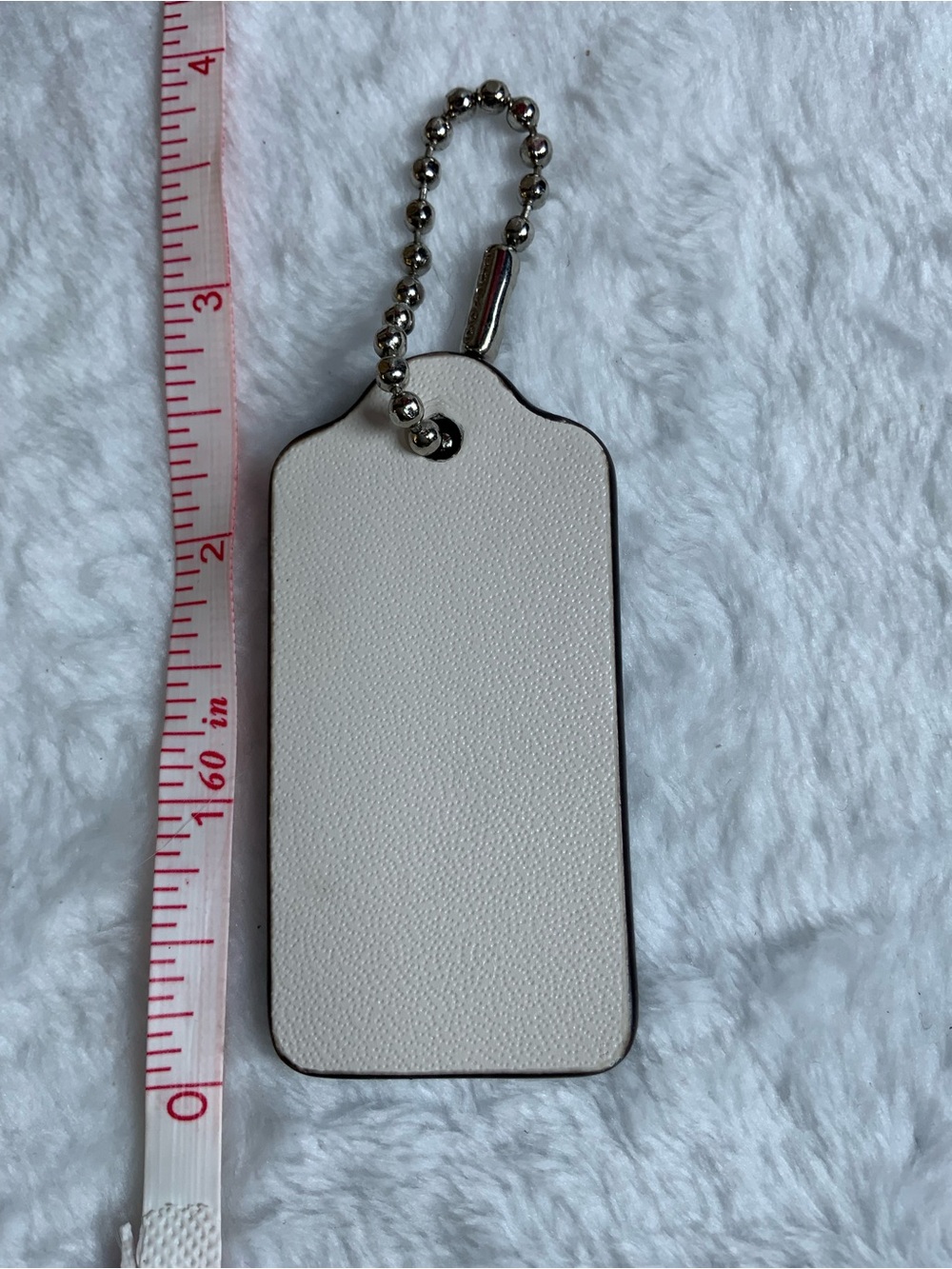 COACH Cream Leather Key & Phone Tag with Ball Chain - Picture 2 of 2